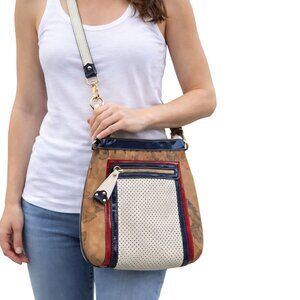 Alvaro Martini Vintage 1st Class Geo Map Crossbody Bag With Perforated Details